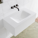 Mondiaz Lagom Meuble avec 1 tiroir 80x30x45cm vasque Cloud central sans trous de robinet Solid Surface Talc SW408971