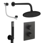 Crosswater MPRO inbouw regendoucheset – Ø20 cm hoofddouche – staafhanddouche – 2 hendels – badafvoer – zwart mat SW1472585