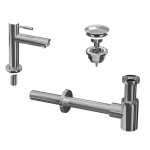 INK 1A Robinet lave-mains 12.5x15.2cm avec bonde non-obturable et siphon Chrome SW450867