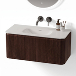 Royal Plaza Terra Edge Badkamermeubelset - 100x45.5x46cm - keramische wastafel wit glans - 1 wasbak - zonder kraangaten - 2 lades - kastanje (walnoot) SW1471935