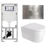 Duravit Me by starck Toiletset - inbouwreservoir met UP320 spoelmachine - softclose zitting - metaal RVS bedieningsplaat - ronde knoppen - metaal RVS SW1574310