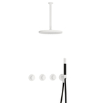 Hotbath Cobber IBS70 Ensemble de douche de tête encastré - bras de plafond 30 cm - douche de tête ronde 30 cm - douchette à main bâton - blanc mat SW678193