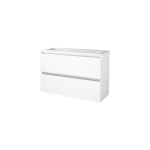 Basic-Line Start 39 ensemble de meubles de salle de bain 100x39cm sans poignée 2 tiroirs lavabo acrylique 0 trous pour robinetterie mdf laqué blanc glacier SW351435