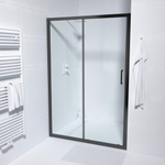 Saniclass ID06 Quick fit Porte de douche coulissante 100x190cm verre de sécurité 6mm anticalcaire avec profilé noir mat SW491643