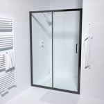 Saniclass ID06 Quick fit Porte de douche coulissante 120x190cm verre de sécurité 6mm anticalcaire profilé aluminium noir mat SW491645