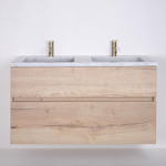 Saniclass Aurora Ensemble de meuble - 120x45cm - 2 tiroirs - 2 trous de robinet - marbre blanc - Roble luz SW1138693