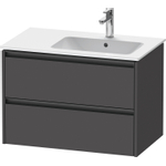 Duravit Ketho.2 Wastafelonderbouwkast - met 2 laden - voor waskom rechts - 81x48x54.9cm - met grepen antraciet - grafiet mat SW772435