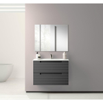 Adema Prime Balance Ensemble de meuble - 80x55x45cm - 1 vasque ovale en céramique Blanc - 1 trou de robinet - 2 tiroirs - avec miroir rectangulaire - Anthracite mat SW916152
