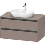 Duravit ketho 2 meuble sous lavabo avec plaque de console avec 2 tiroirs 100x55x56.8cm avec poignées anthracite basalte mate SW772655