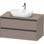 Duravit Ketho.2 Wastafelonderbouwkast - inclusief consoleplaat - met 2 laden - 100x55x56.8cm - met handgrepen antraciet - basalt mat SW772655