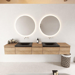 Mondiaz bukla ensemble de meubles de bain 240x45x34cm 0 robinetterie 2 lavabos surface solide urbaine sans poignée 5 tiroirs avec fermeture douce mélamine chêne lavé SW704808