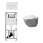 Duravit Philippe Starck 3 compact bâti-support encastré ensemble abattant softclose plaque de commande sigma20 blanc SW32457