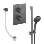 Crosswater MPRO Handdoucheset - 2 hendels - badafvoer - handdouche - glijstang - slate gunmetal (antraciet) SW1472558