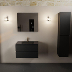 Mondiaz AIVY Ensemble de meuble - 80x45x50cm - 1 trou de robinet - 1 vasque Urban Solid surface - Centre - 2 tiroirs - avec miroir - MDF Urban SW892317