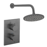 Crosswater MPRO Regendoucheset inbouw - 2 hendels - 20cm douchekop - wandarm - slate gunmetal (antraciet) SW1472516