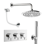 Crosswater MPRO ensemble de douche pluie encastré – douche de tête Ø 20 cm – douchette bâton – 3 leviers – vidage de baignoire – chrome SW1472653