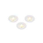 QAZQA Ulo Inbouwspot - set van 3 - 8.2x8.2cm - incl. LED - 3 staps dimbaar - IP65 - rond - mat wit SW1210159