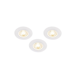 QAZQA Ulo Spot encastrable - set de 3 - 8,2x8,2cm - LED incluse - 3 niveaux de gradation - IP44 - rond - blanc mat SW1210159
