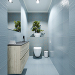 MONDIAZ ADA Toiletmeubel - 100x30x50cm - 1 kraangat - 2 lades - light brown grey mat - wasbak rechts - Solid surface - Zwart SW473172
