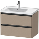 Duravit Ketho.2 Wastafelonderbouwkast - met 2 laden - voor waskom links - 78.4x45.5x54.9cm - met grepen antraciet - linnen mat SW772487