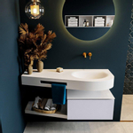 MONDIAZ RIVA Ensemble de meuble salle de bain - 120x50x30cm - 1 tiroir - MDF Cale mat - push to open - 0 trous de robinet - lavabo à droite - solid surface talc SW702280