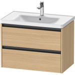 Duravit Ketho.2 Wastafelonderbouwkast - met 2 laden - 78.4x45.5x54.9cm - met grepen antraciet - natuur eiken mat SW772797