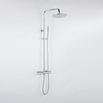 Fortifura Calvi Regendoucheset - thermostatisch - 30cm - hoofddouche - metalen slang - staaf handdouche - hoogglans chroom SW1204424