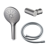 Fortifura Calvi Handdoucheset - diameter 12cm - rond - 3 straalsoorten - met houder - met gladde slang - 150cm - PVD - geborsteld RVS SW1159485