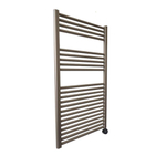 Sanicare Elektrische Radiator - 111.8x60cm - 730W - design - thermostaat - zwart - rechtsonder - inox look (zilver) SW420046