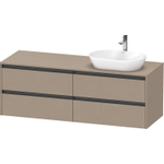 Duravit ketho 2 meuble sous lavabo avec plaque console avec 4 tiroirs pour lavabo à droite 160x55x56.8cm avec poignées anthracite lin mat SW773051