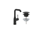 Grohe Essence Wastafelkraan - l-size - hoog - afvoergarnituur - push up - phantom black (zwart) SW1204276