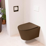 Mondiaz LAVIE hangtoilet – spoelrandloos – 36 x 53 cm – met softclose zitting – Rust (bruin) SW1208705