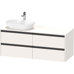 Duravit Ketho 2 meuble sous-lavabo avec plan de console avec 4 tiroirs pour vasque à poser à gauche 140x55x56.8cm avec poignées anthracite blanc supermat SW772240