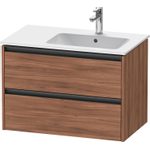 Duravit Ketho.2 Wastafelonderbouwkast - met 2 laden - voor waskom rechts - 81x48x54.9cm - met grepen antraciet - noten mat SW773129