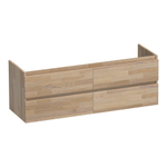 BRAUER Joy Meuble sous-lavabo 140 4 tiroirs softclose - sans poignées - 2 découpes pour siphon - chêne massif - chêne abouté gris SW393029