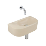 QeramiQ Fuente Fonteinset - 40x21.5x12cm - glad - halfrond - zonder kraangat - keramiek - fonteinkraan chroom - afvoerplug - verlaagd sifon - beige SW1233077