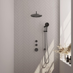 Brauer Gunmetal Edition Regendoucheset inbouw - hoofddouche 30cm - Wandarm - glijstang - met inbouwdeel - Gladde knoppen - handdouche Rond 3 standen - PVD - geborsteld gunmetal SW715912