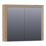BRAUER Massief eiken Spiegelkast - 80x70x15cm - 2 links/rechtsdraaiende spiegeldeuren - Hout Vintage oak SW223485