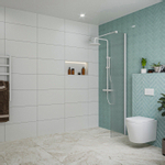 Fortifura Galeria paroi de douche - 40x200cm - verre cannelé - 8mm - bras mural - blanc mat SW877017