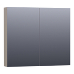 BRAUER Plain Spiegelkast - 80x70x15cm - 2 links/rechtsdraaiende spiegeldeuren - MDF - mat taupe SW393124