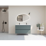 HR Infinity XXL ensemble de meubles de salle de bain 3d 120 cm 2 lavabos en céramique fin blanc mat 2 trous de robinet 2 tiroirs essence mat SW863509