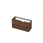 INK Wastafelonderkast - 100x40x52cm - 2 lades - greeploos - met houten keerlijst - MFC - Noten SW207232