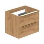 Thebalux Type meuble bas 60x45x50cm poignée rapportée laiton 2 tiroirs softclose poignée standard MDF/panneau de particules chêne structuré SW769169