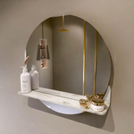 Mondiaz SPOT Badkamerspiegel - rond 60cm - spiegelplanchet - kleur Frappe SW1204257