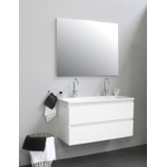 Basic Bella Meuble avec lavabo acrylique 100x55x46cm 2 trous de robinet avec miroir Blanc brillant SW398109