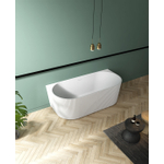 ZEZA Blend half vrijstaand bad - ribbel - 170x80x58cm - met afvoer - acryl - mat wit SW962843