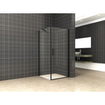 Wiesbaden cabine de douche uni 90x90x200cm 8mm nano mat noir SW545136