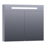 BRAUER Double Face Armoire de toilette 80x70cm éclairage intégré rectangulaire 2 portes pivotantes MDF Gris mat SW371691