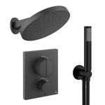 Crosswater MPRO ensemble de douche pluie encastré – douche de tête Ø 30 cm – bras mural courbé 20.2 cm – support fixe – noir mat SW1472730