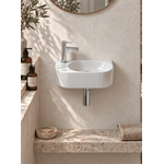 QeramiQ Fuente pack lave-mains – demi-rond – 40 x 21,5 x 12 cm – perçage à gauche – robinet chromé SW1232776